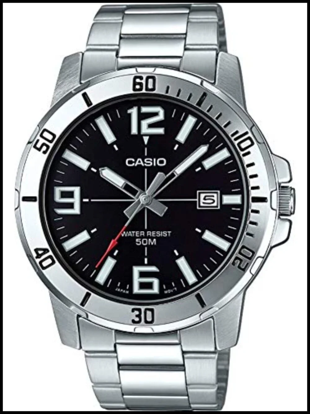 Casio Enticer Analog Watch Stainless Steel Bracelet Quartz Movement 50M Water